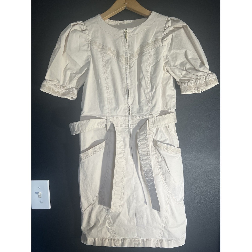 Anthropologie Tan Size 2 Knee Length Short‎ Sleeve Dress